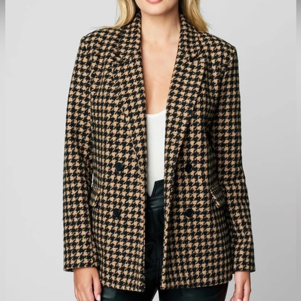 Blank NYC Book Club Blazer S houndstooth black camel